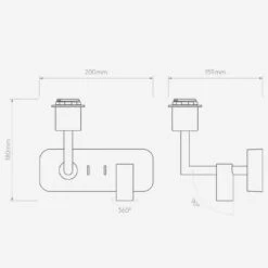 Astro Side By Side Cone 180 Wandleuchte -Raumbeleuchtungs Geschäft 003 Astro Side by Side Cone 180 Wandleuchte technische Zeichnung 1a5dffc9700282a47d7669c1ed1d2a53
